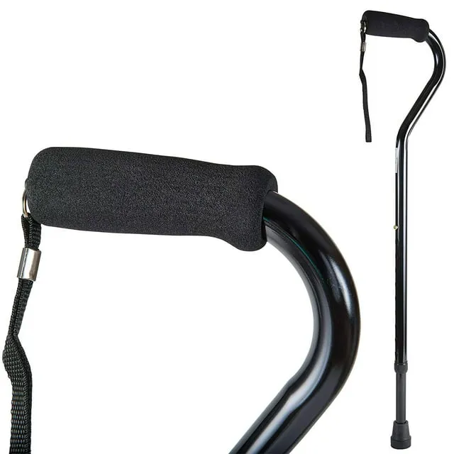 DMI Deluxe Adjustable Aluminum Cane Offset Handle, Black