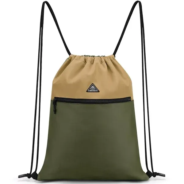 Haimont Gym Drawstring Bag Sackpack with Wet Compartment, Army Khaki