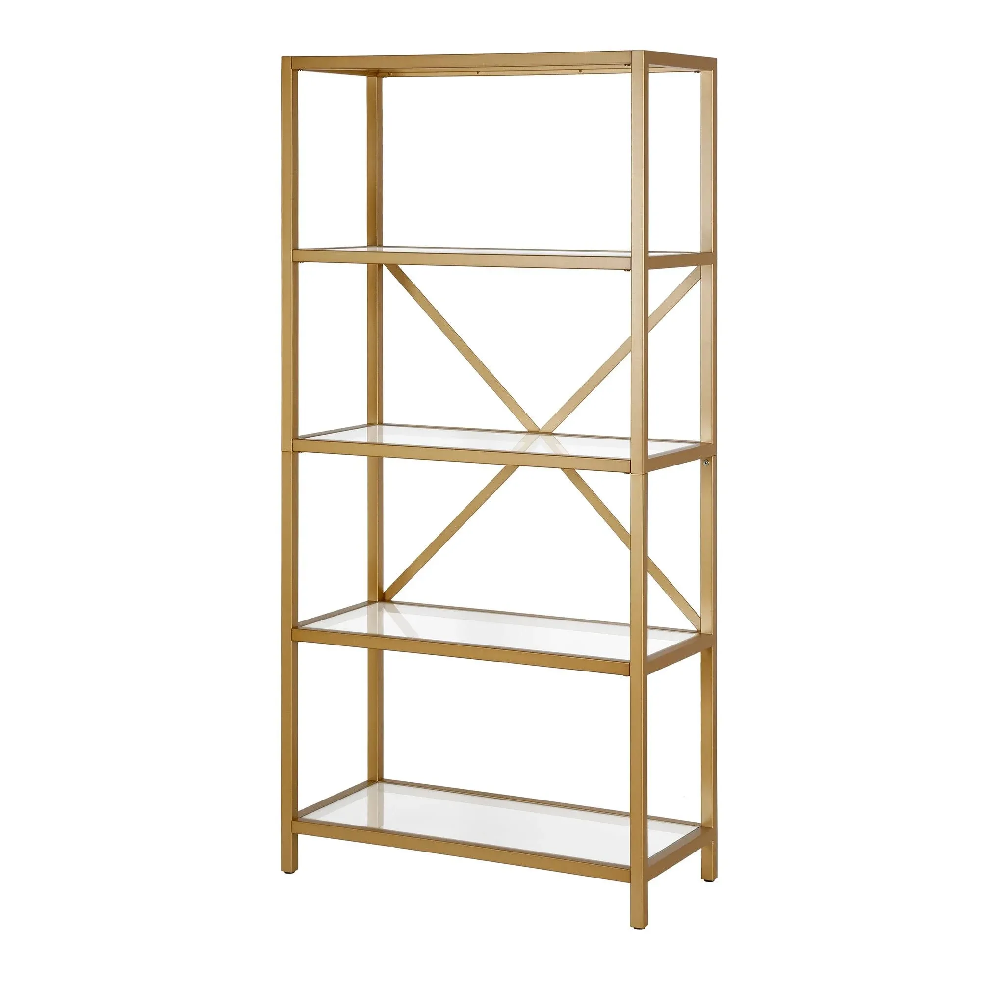 Etta Brushed Brass Bookcase - Hudson & Canal BK0439