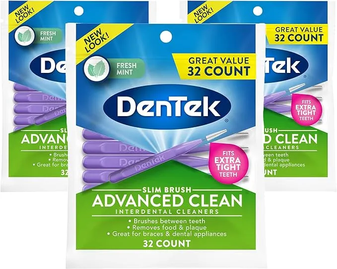 DenTek Easy Brush Advanced Clean Interdental Cleaners, Standard, 16 Count, 6 Pack