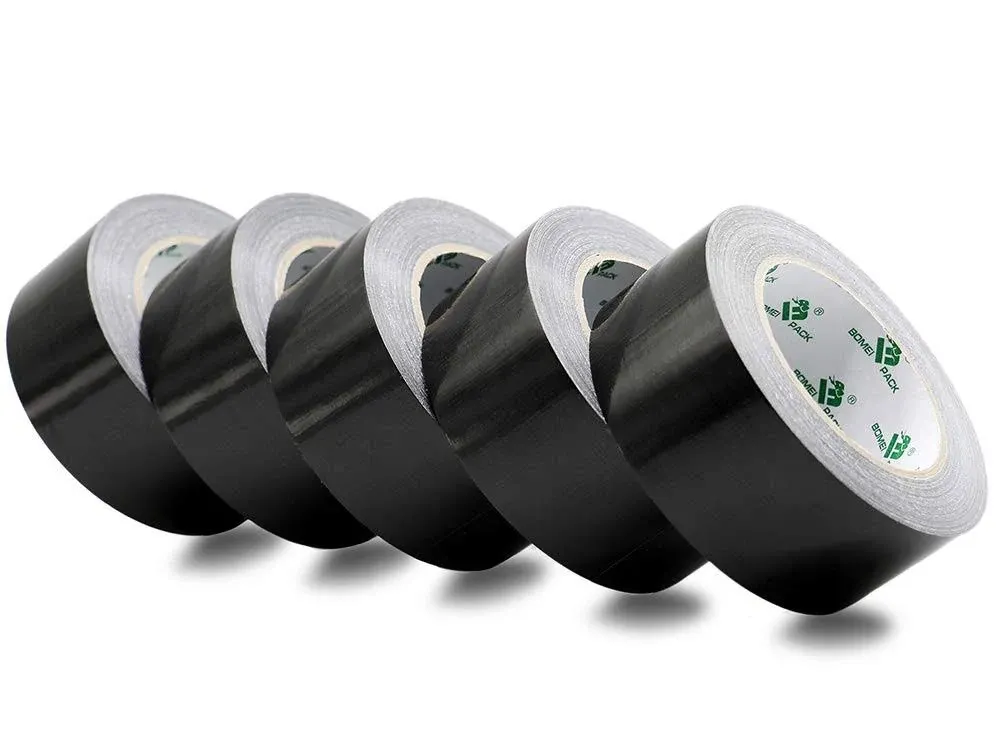 5 Pack Black Duct Tape Roll Crafts Residue Free Duct Sealing Tape Multi Pack 8.3