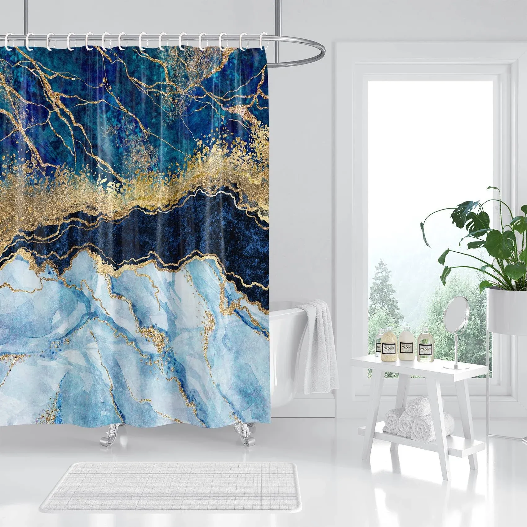 Waterpro Marble Shower Curtain Set