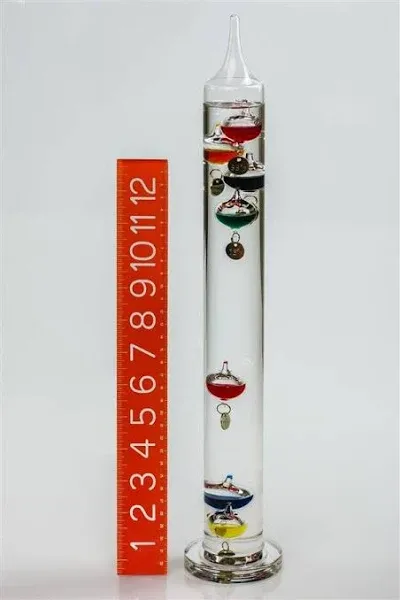 Bel-Art 62000-0400 H-B DURAC Galileo Thermometer; 18 to 30C (64 to 88F), 7 ...