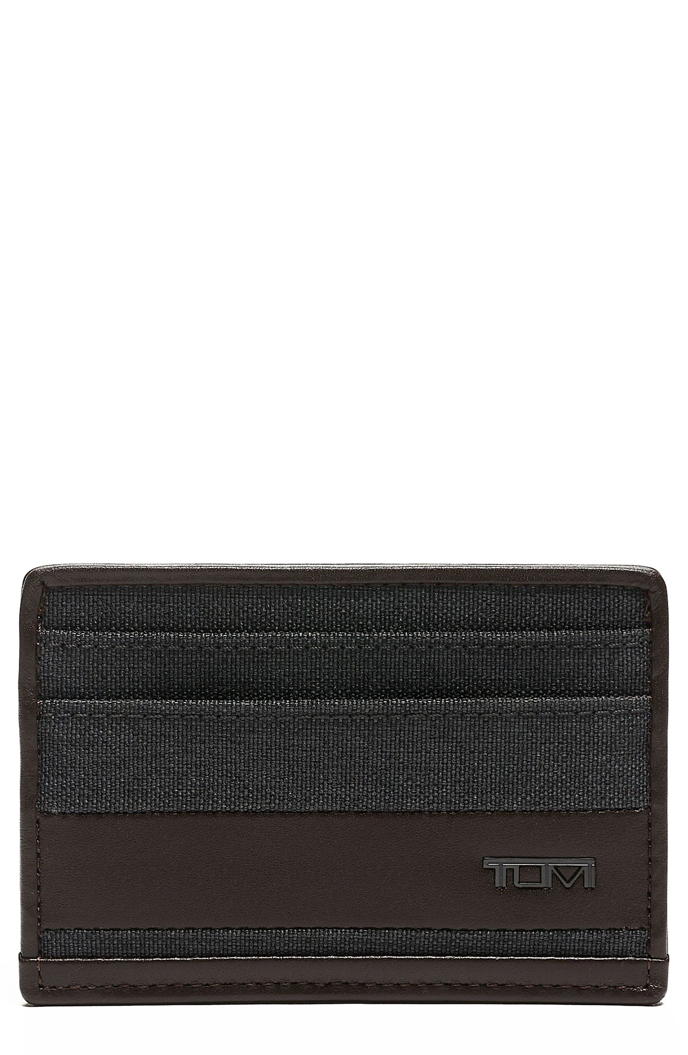 Shop Tumi Alpha Slim Card Case In Anthracite/ Brown