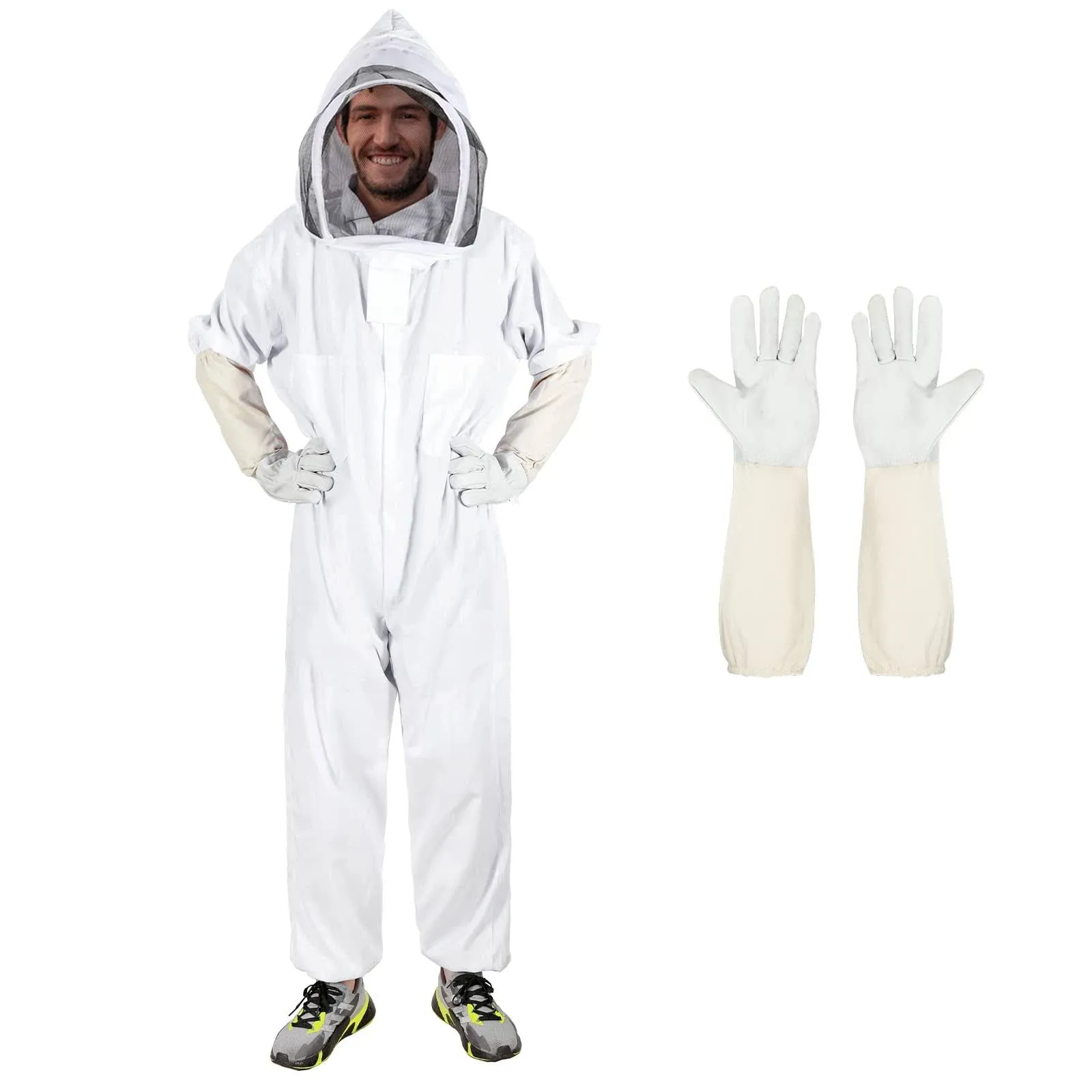 ISIVBPEP Bee Suits for Men Women,Bee Keeper Suite with Beekeeping Gloves,Beekeeping Suit with Veil Hood,Fully Body Sturdy Beekeeper Suite,Suitable for