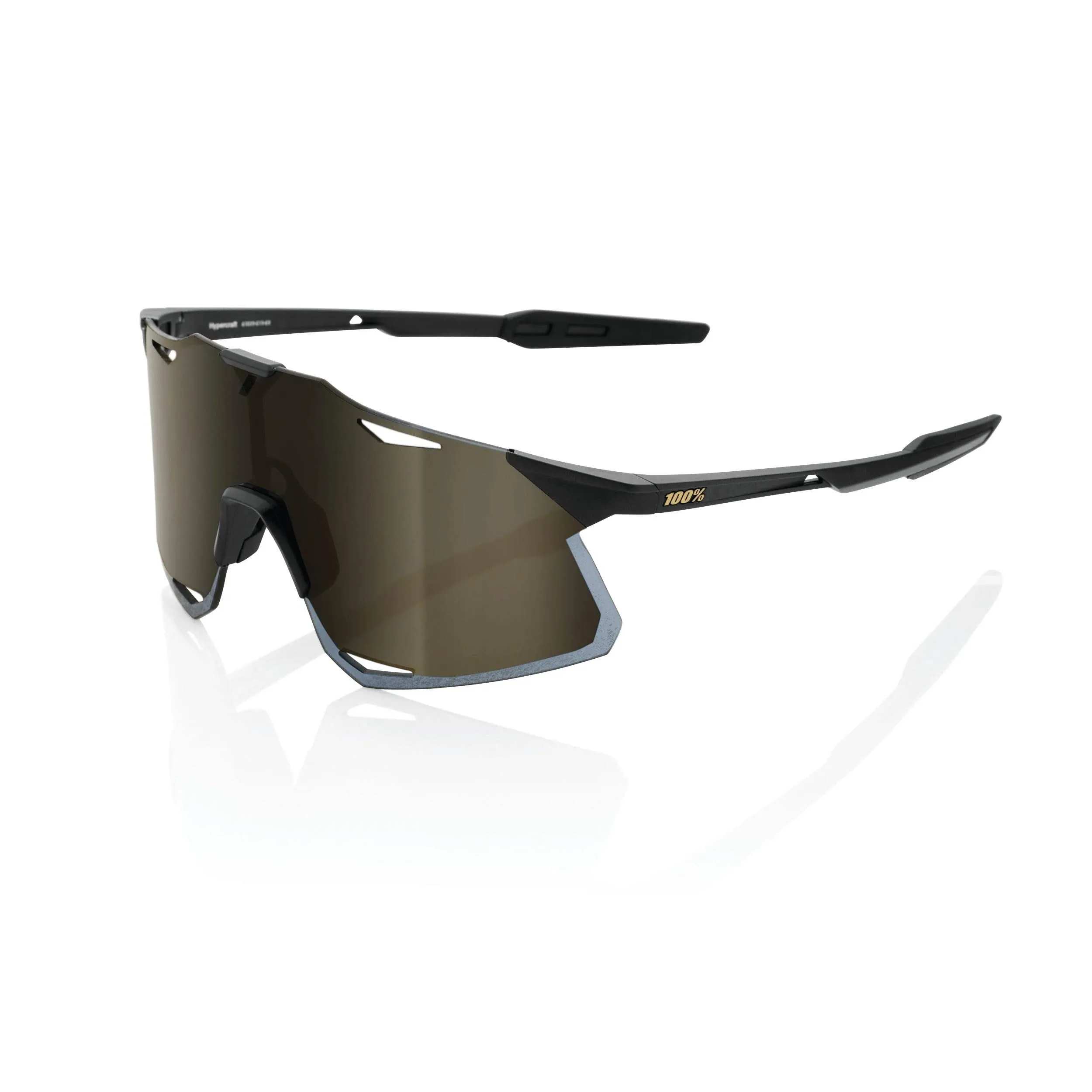 100% Hypercraft Sunglasses - Matte Black - Gold Mirror Lens