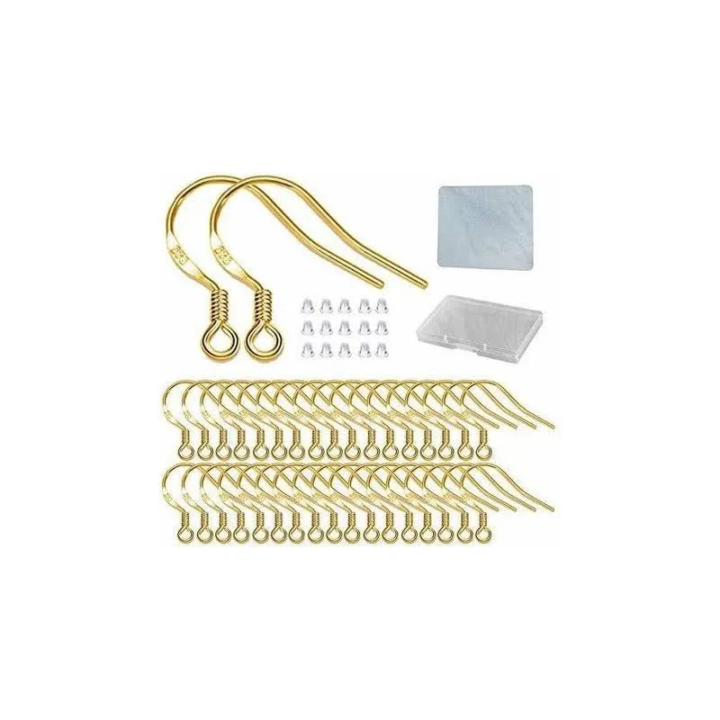 Gold Fishhook Earring Hooks - 120 PCS/60 Pairs 18K 2 