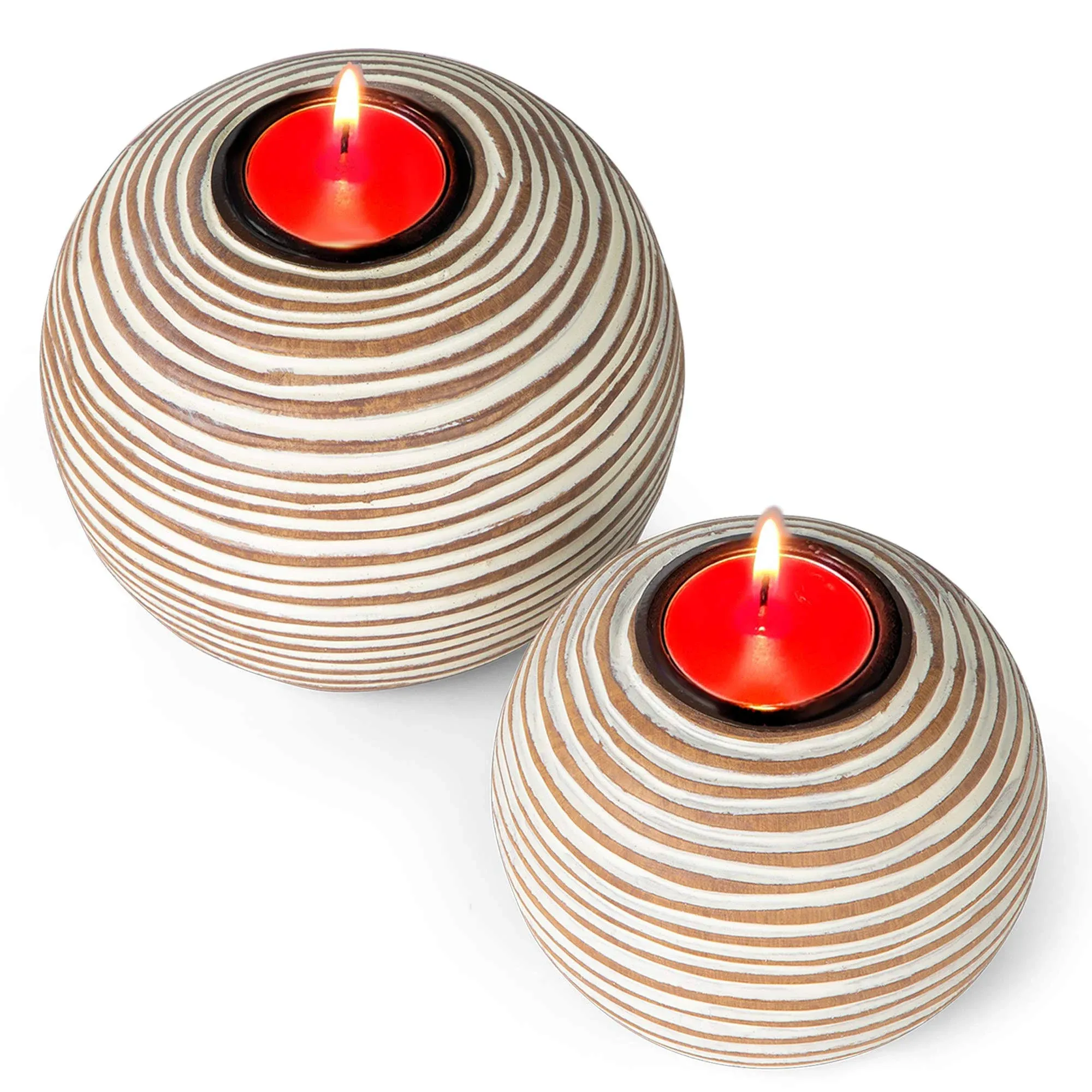 Huey House Orb Candle Holders (Gift Boxed Set of 2), Table Centerpieces for ...