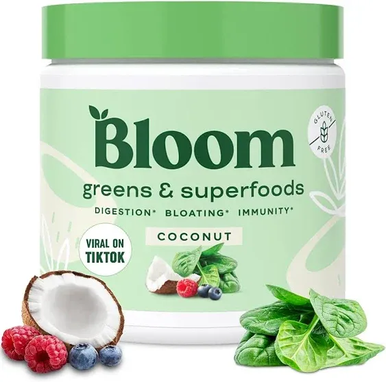 Bloom Nutrition Super Greens Powder Smoothie & Juice Mix - Probiotics for Digestive Health & Bloating Relief for Women, Digestive Enzymes with Superfoods Spirulina & Chlorella for Gut Health (Berry)