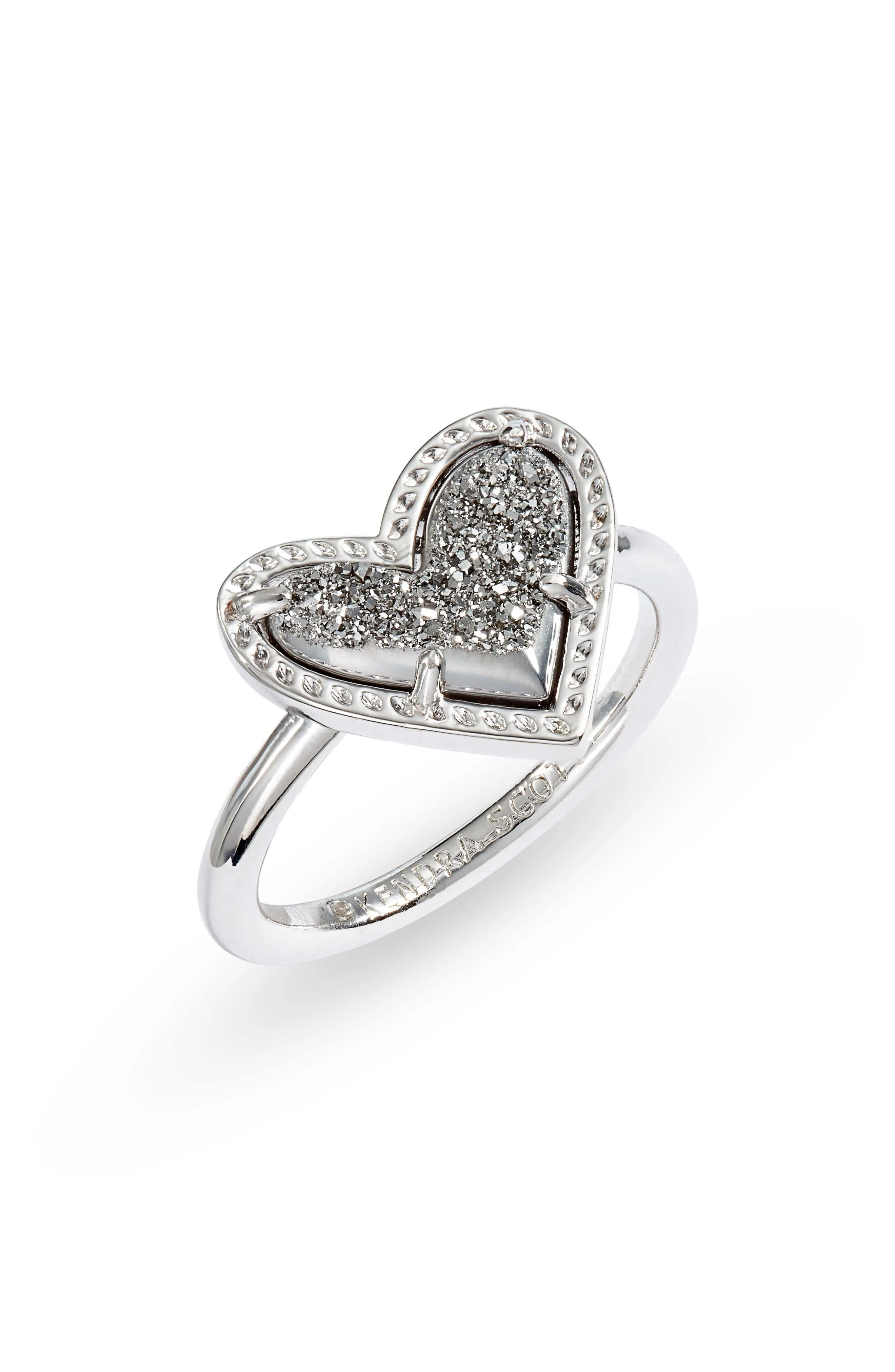 Ari Heart Band Ring - Platinum Drusy