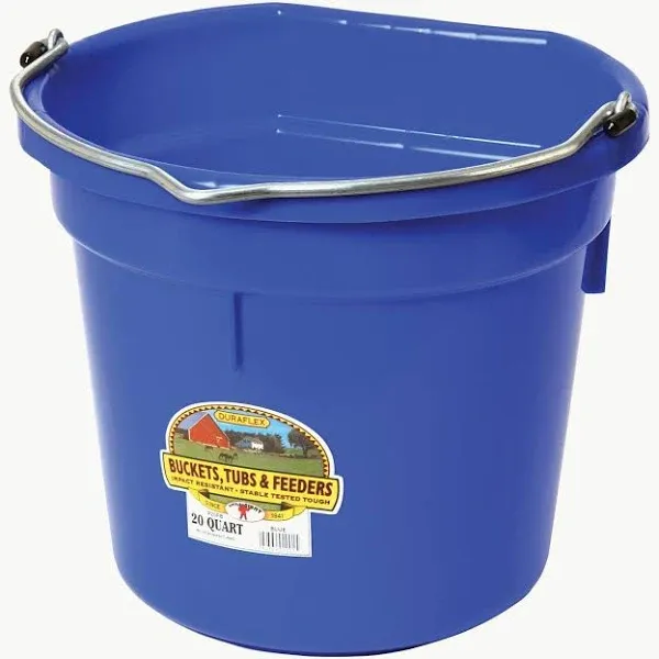 Little Giant 20 Quart DuraFlex Flat Back Plastic Bucket, Blue - P20FBBLUE6 | Blain's Farm & Fleet