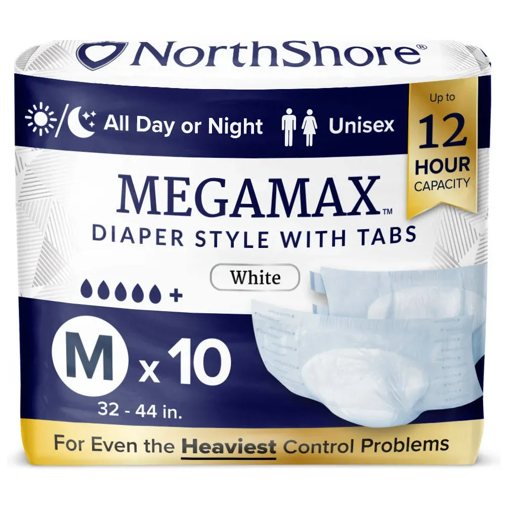 NorthShore MegaMax Adult Overnight Diapers 12-Hour Tab-Style