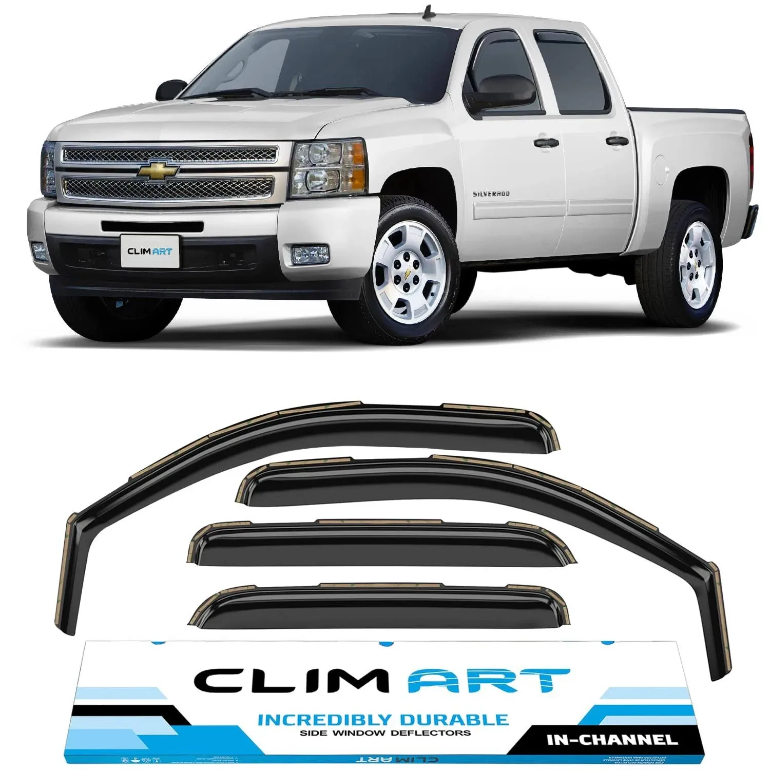 CLIM ART Incredibly Durable Rain Guards for Chevrolet (Chevy) Avalanche 2007-2013, Original Tape-on Window Deflectors, Vent Deflector, Window Visors, Car Accessories, 4 pcs. - 407003