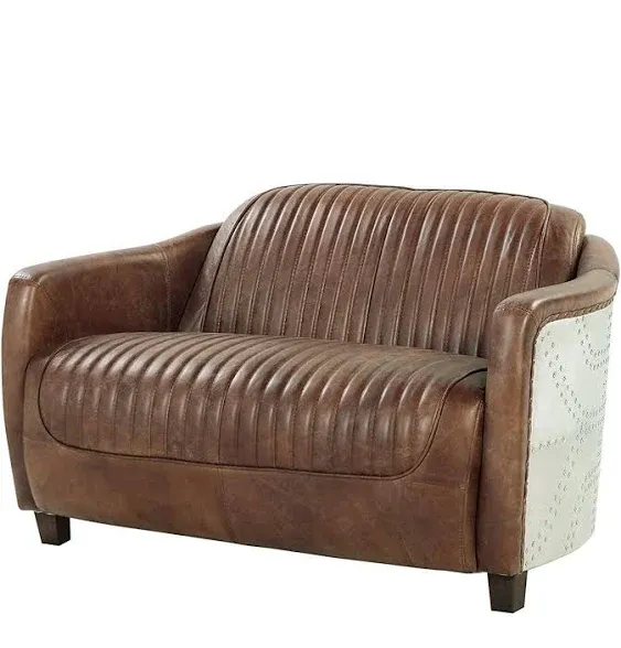 ACME 53545 Brancaster Sofa, Retro Brown Top Grain Leather