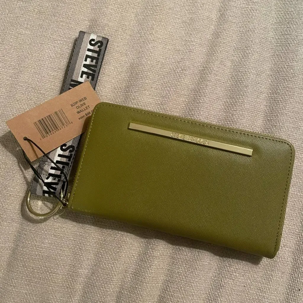 Steve Madden Bzip-Web Zip Around Wallet Wristlet