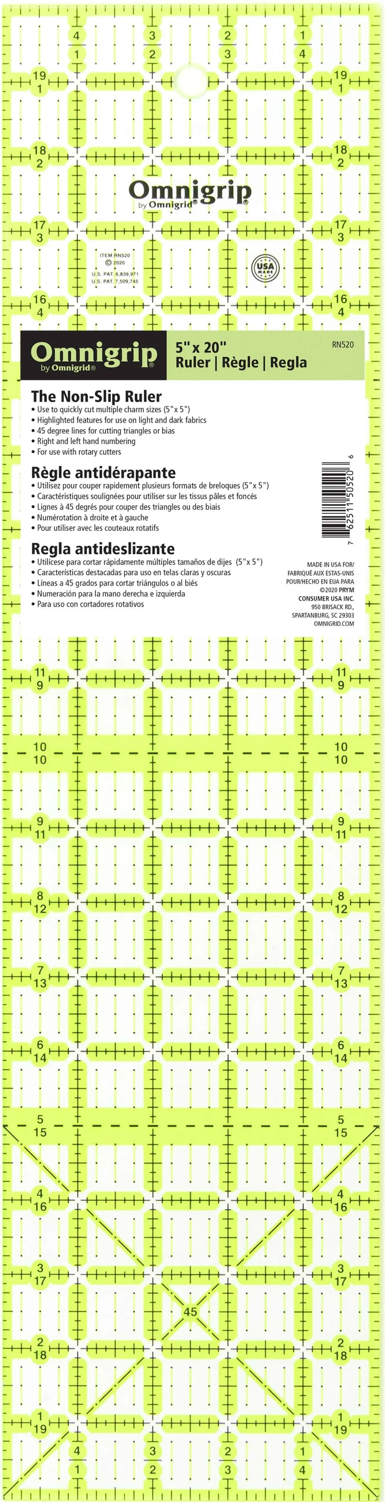 Omnigrip 5in x 20in Rectangle Ruler