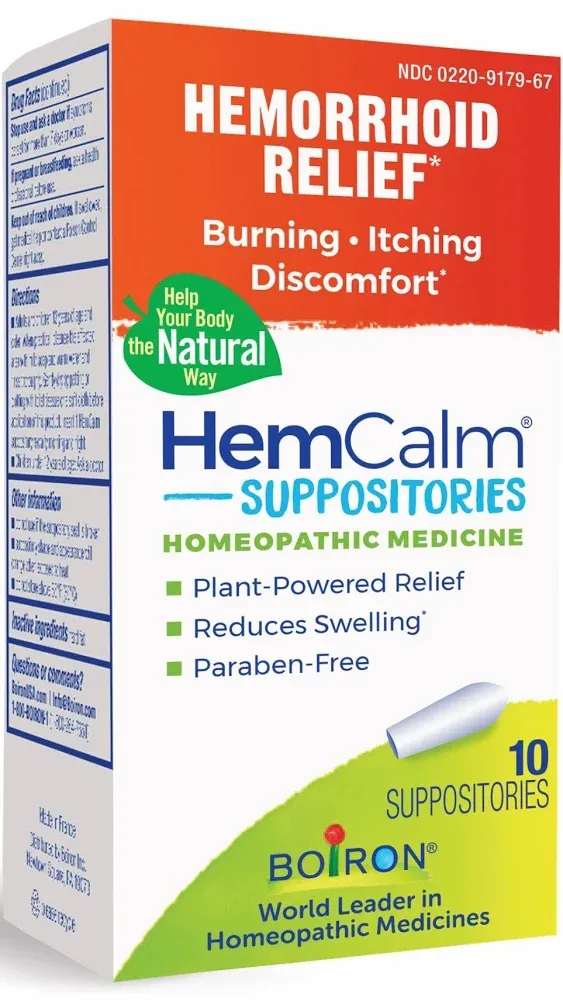 Boiron, HemCalm Suppositories, Hemorrhoid Relief, 10 супозитории