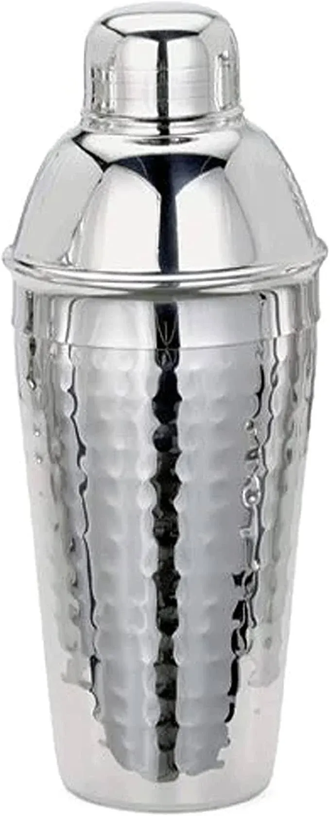 Cuisinox Stainless Steel Cocktail Shaker with Lid and Strainer, Hammered Finish, 9.4"- 24 oz