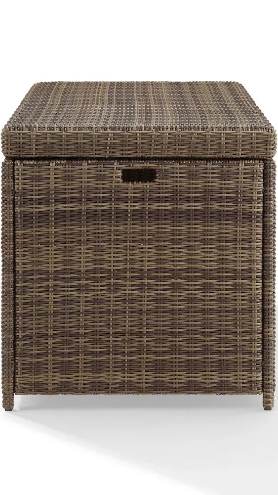 Crosley Furniture Bradenton Wicker Outdoor Storage Box for Patio Furniture Cushions, Pool Floats, Garden Tools, Brown