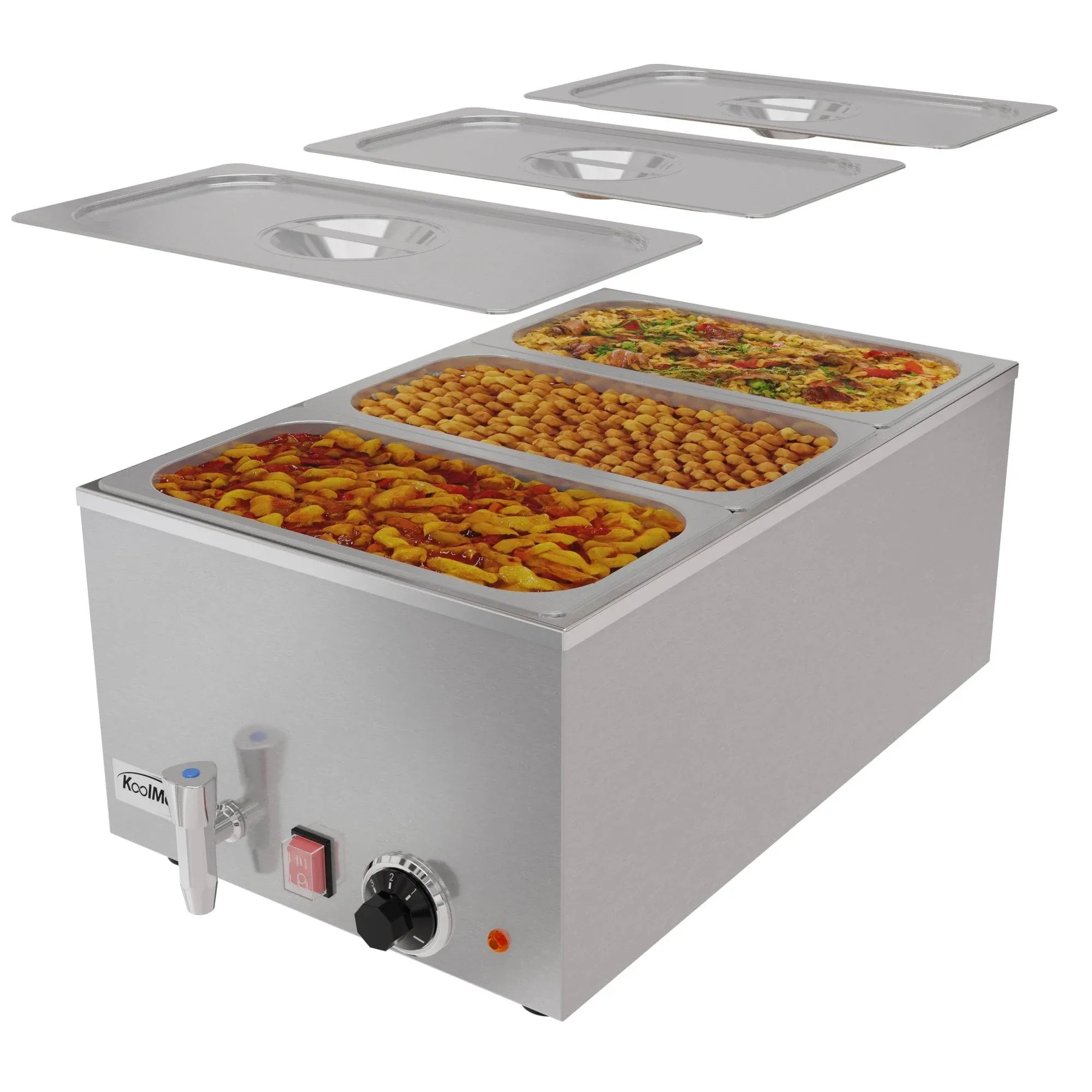 Commercial Bain Marie Countertop Food Warmer, Soup Station, and Buffet Table Server