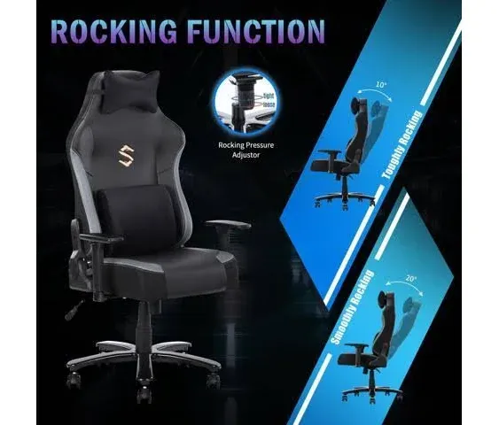 Fantasylab Big and Tall 400lb Massage Memory Foam Gaming Chair - Adjustable Tilt ...