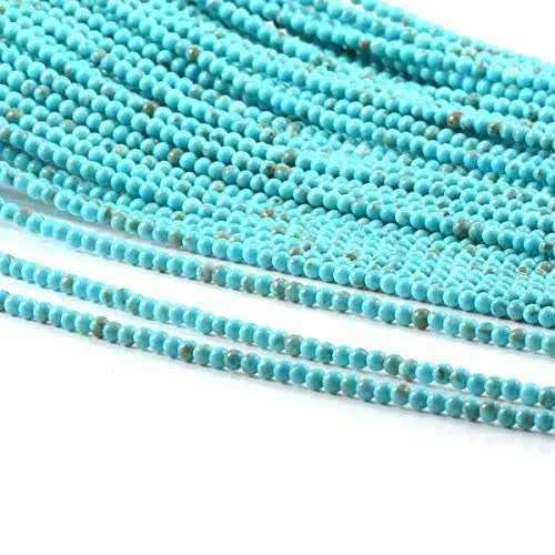 Blue Turquoise Loose Beads Round Natural Stone Punching 2mm, 