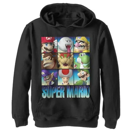 Boy s Nintendo Super Mario Favorites Pull Over Hoodie Black Medium