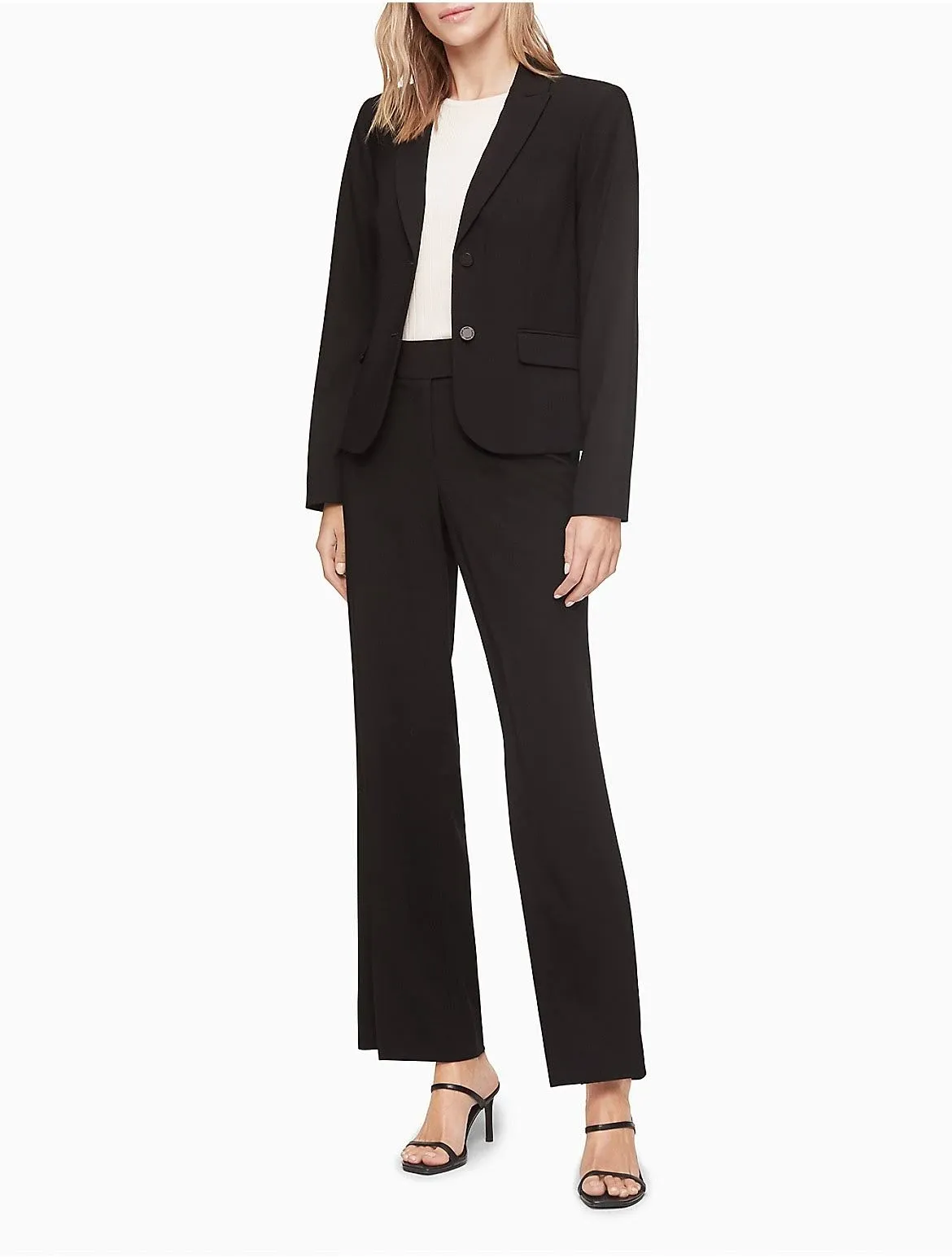 Calvin Klein Women's Two Button Lux Blazer (Petite, Standard, & Plus), Black, 14Calvin Klein Women's Two Button Lux Blazer (Petite, Standard, & Plus), Black, 14