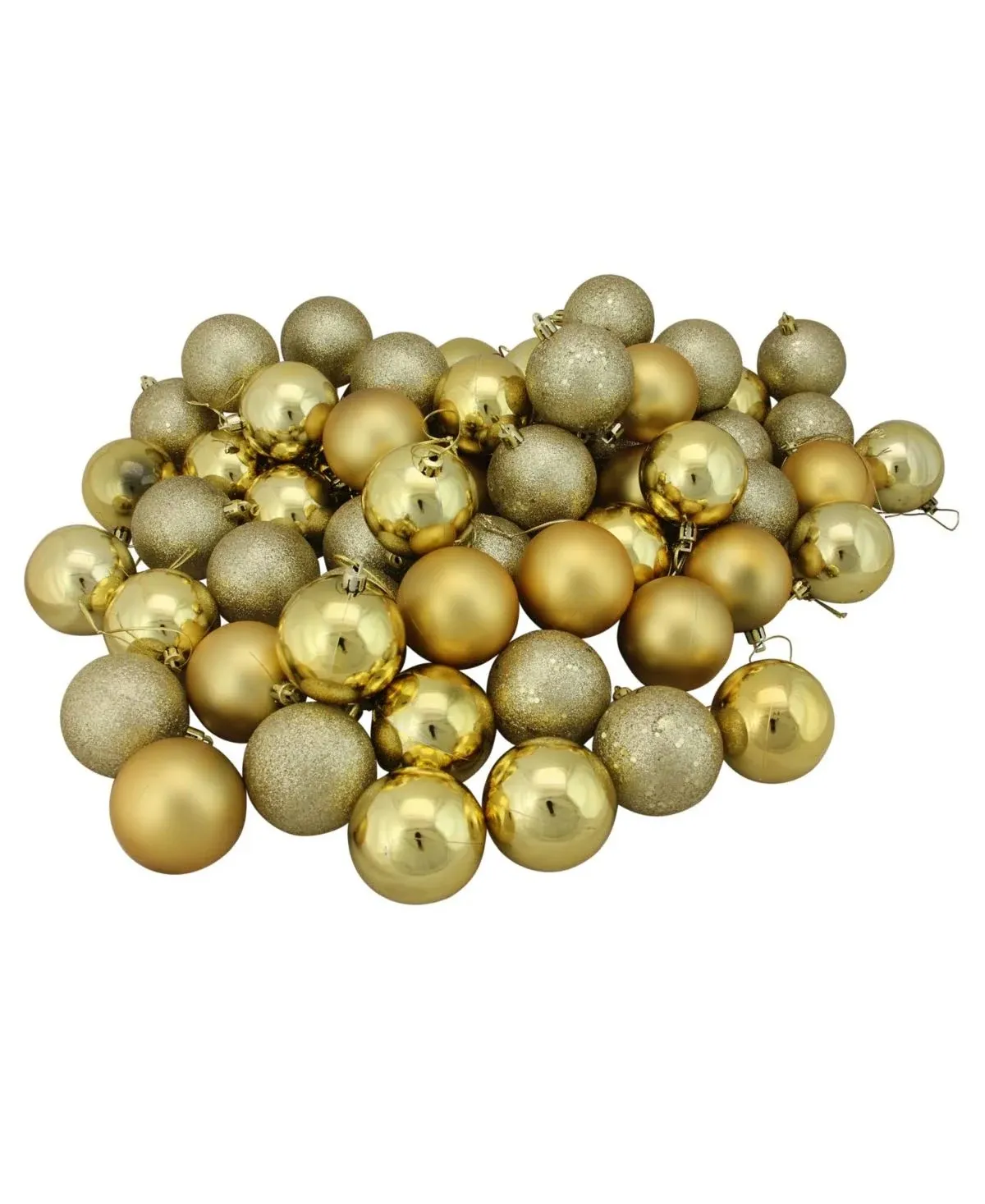 60ct Vegas Gold Shatterproof 4 Finish Christmas Ball Ornaments 2.5" (60mm)