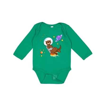 Inktastic Otter Space cute otter with rocket pack Gift Baby Boy or Baby Girl Long Sleeve Bodysuit