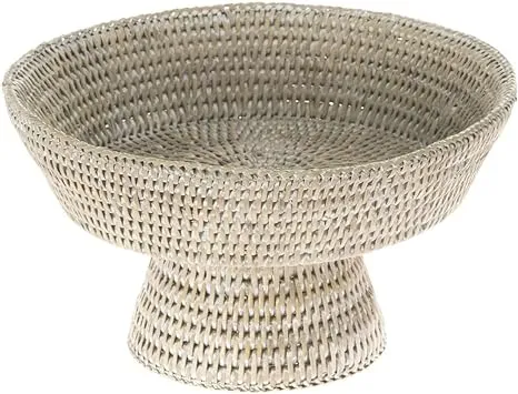 KOUBOO La Jolla Rattan Fruit Bowl, 10.5 inches x 10.5 inches x 6 inches, White Wash