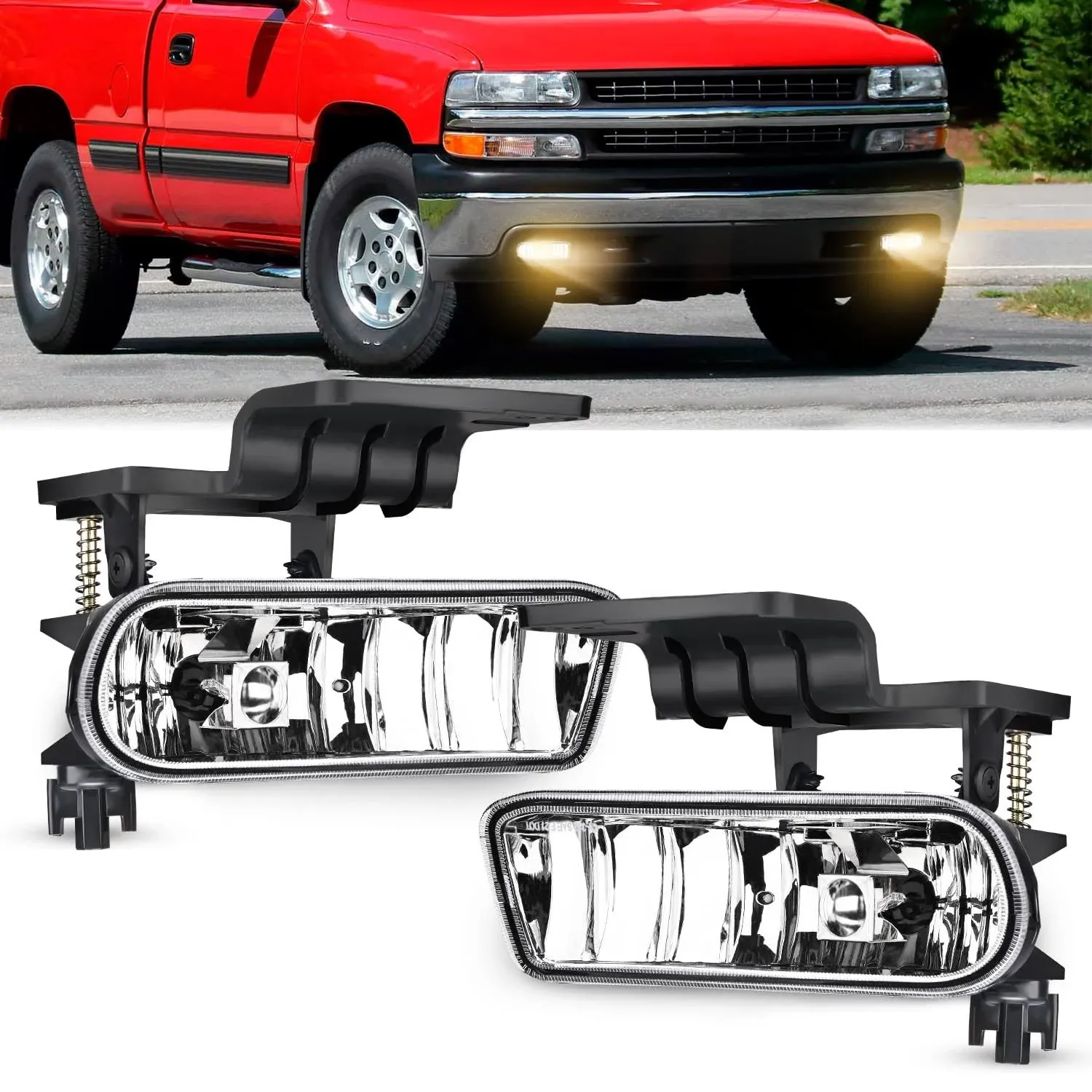 Nilight Fog Light Assembly Compatible with 1999 2000 2001 2002 Chevy Silverado