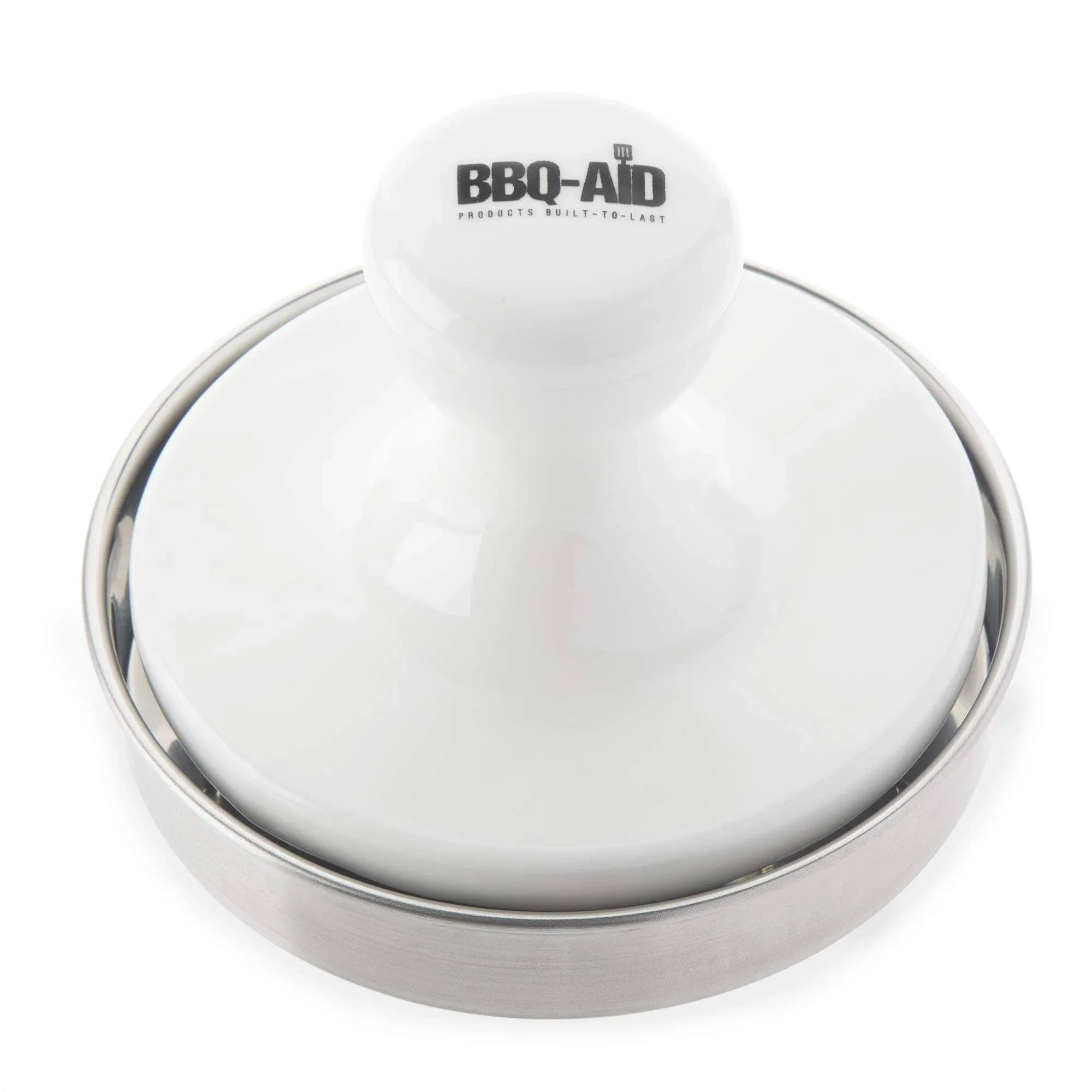 BBQ-Aid Porcelain Burger Press 5"- Round Burger Smasher for Grilling Evenly, Stuffed Burgers- Hamburger Press Patty Maker Perfect for Flat Top Griddle Grill Cooking, Stainless Steel Burger Press