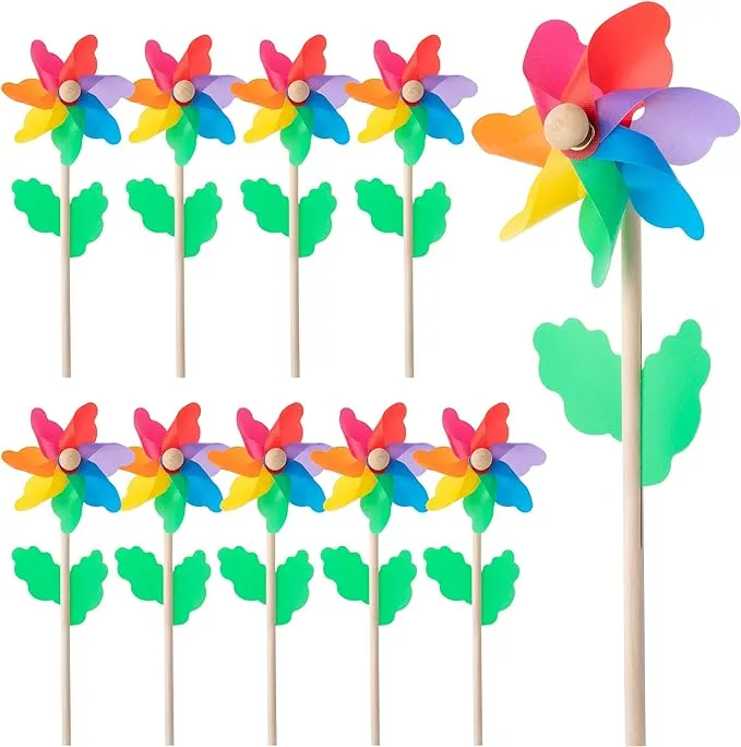 Mr. Pen- Rainbow Flower Pinwheels, 10 Pack, Pinwheels for Yard and Garden ...