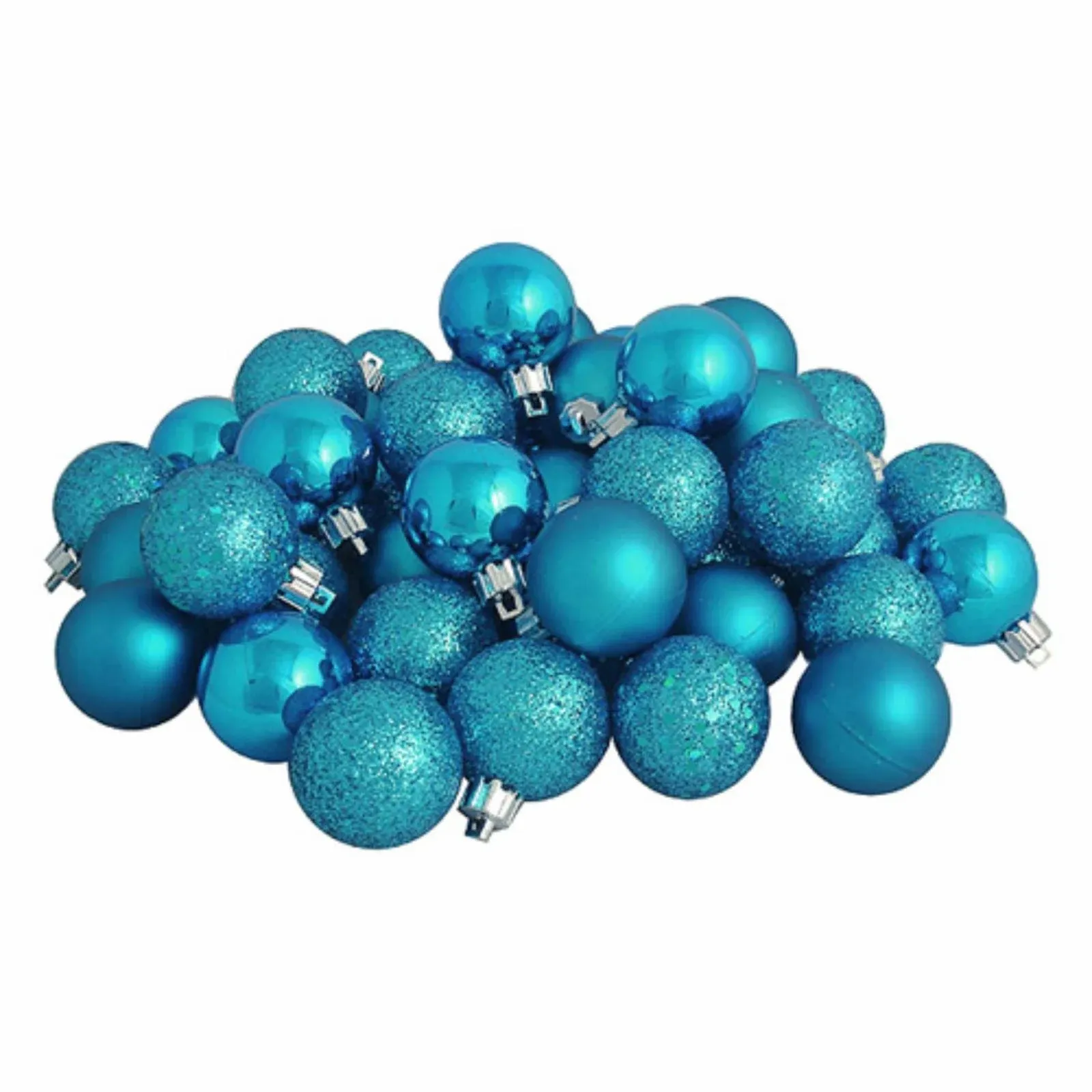 Northlight 24ct Turquoise Blue Shatterproof 4-Finish Christmas Ball Ornaments 2.5" (60mm)