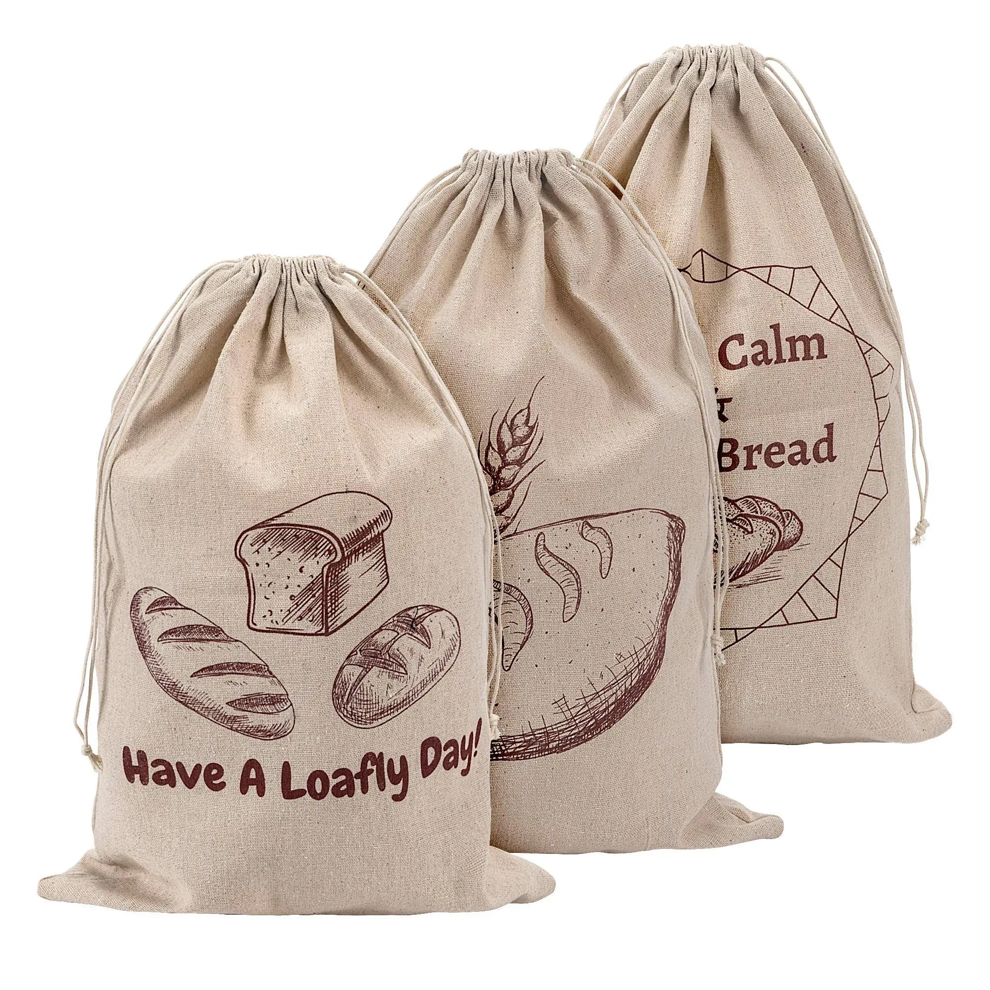 Linen Bread Bags Bags For Homemade Breads Pack Of 3 Reusable Linen Bags For Sour