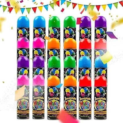 Toysery Party Streamer - Ultimate Spray String for Kids. Elevate Your Celebrations with Crazy String Fun! Comes with 24 Party Spray String in Can