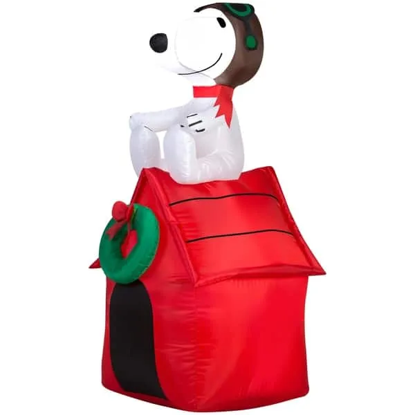 3.5 Ft Snoopy On Dog House Lighted Christmas Inflatable Outdoor Decorations Sale