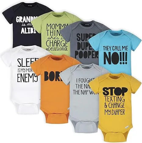 Onesies Brand Baby Boy or Girl Gender Neutral Short Sleeve Onesies Bodysuits, 8-Pack