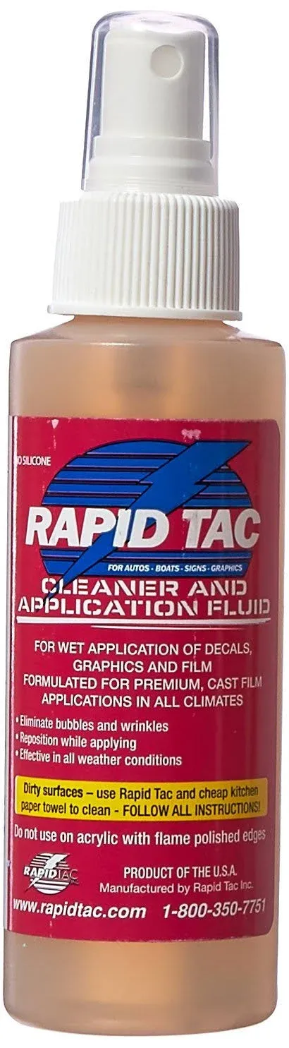 Rapid TAC Application Fluid for Vinyl Wraps Decals Stickers 4oz Sprayer