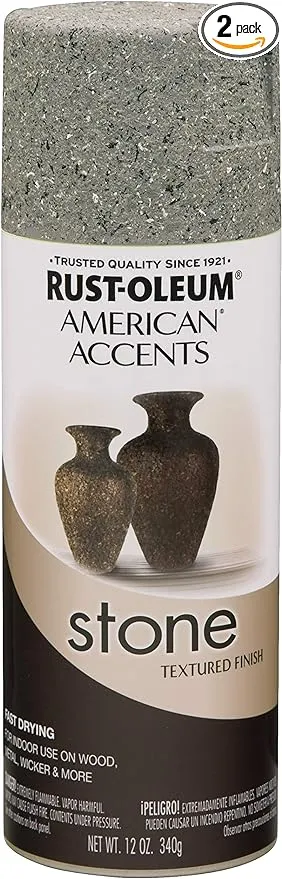 Rust-Oleum 7992830 Stone Creations Spray, 12 oz, Gray Stone, 2 Pack