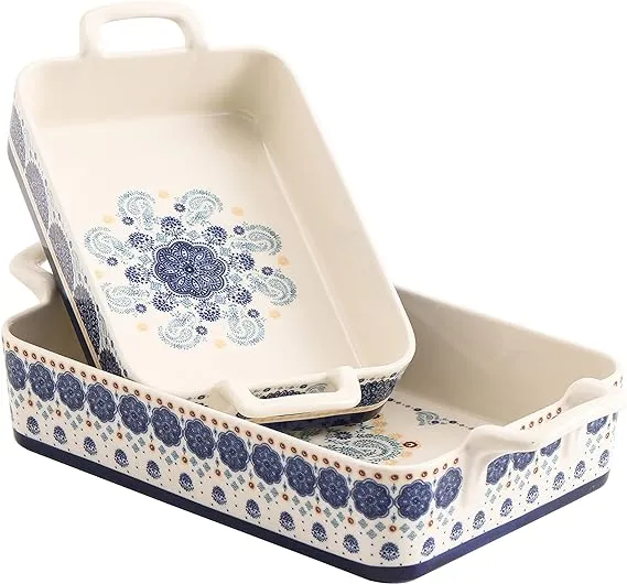 Bico Blue Talavera Stoneware Baking Dish Set of 2