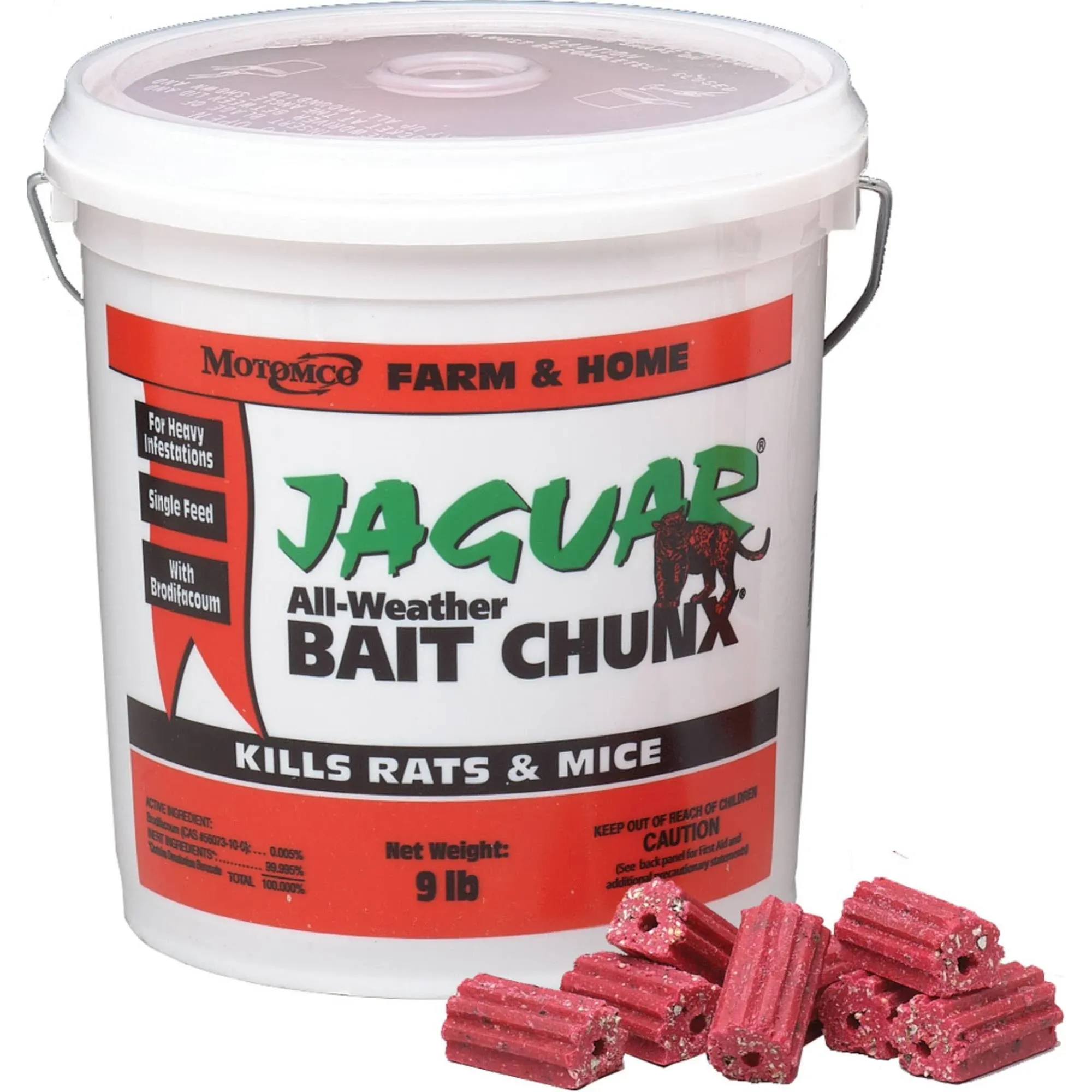 Motomco Jaguar All Weather Bait Chunk - 9 lbs bucket