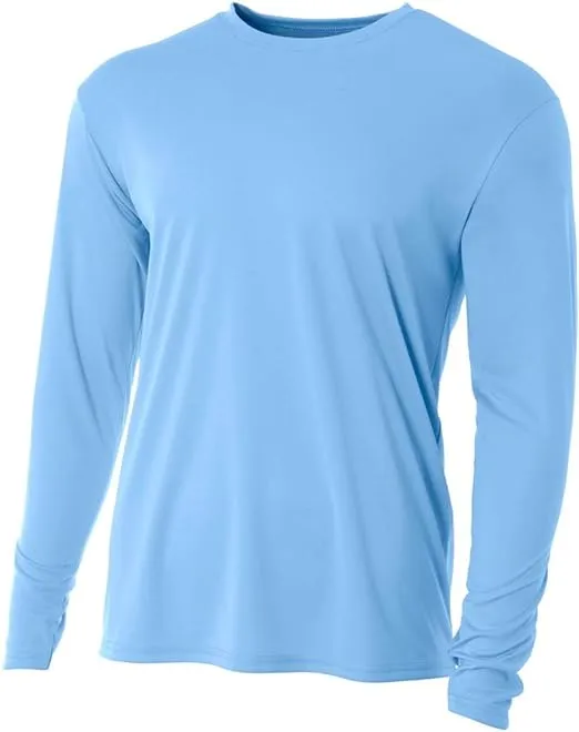 A4 N3165 Men's Cooling Performance Long Sleeve T-Shirt - Light Blue, L