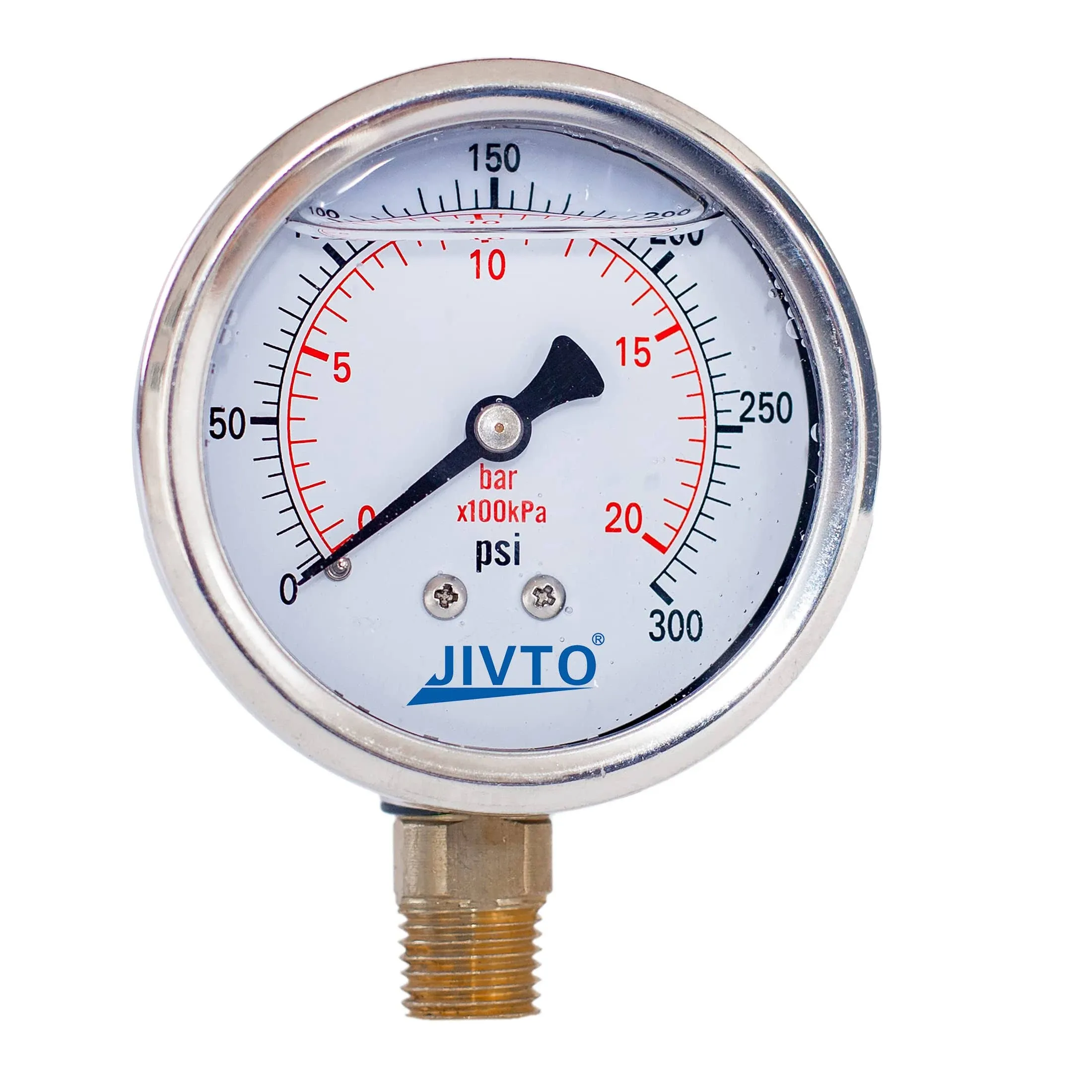 Pressure Gauge,liquid Filled,2" Dia,0-300 psi,1/4 NPT lower mount  | eBay