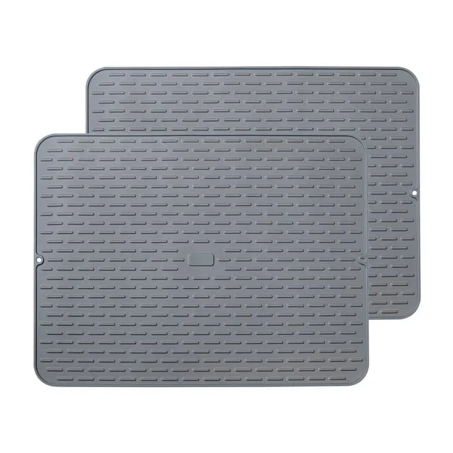 To encounter Silicone Dish Drying Mat -Large 17" x 13" - Set of 2 Flexible Rubber Drying Mat, Heat Resistant Silicone Trivet, Counter Top Mat, Dish Draining Mat, Sink Mat