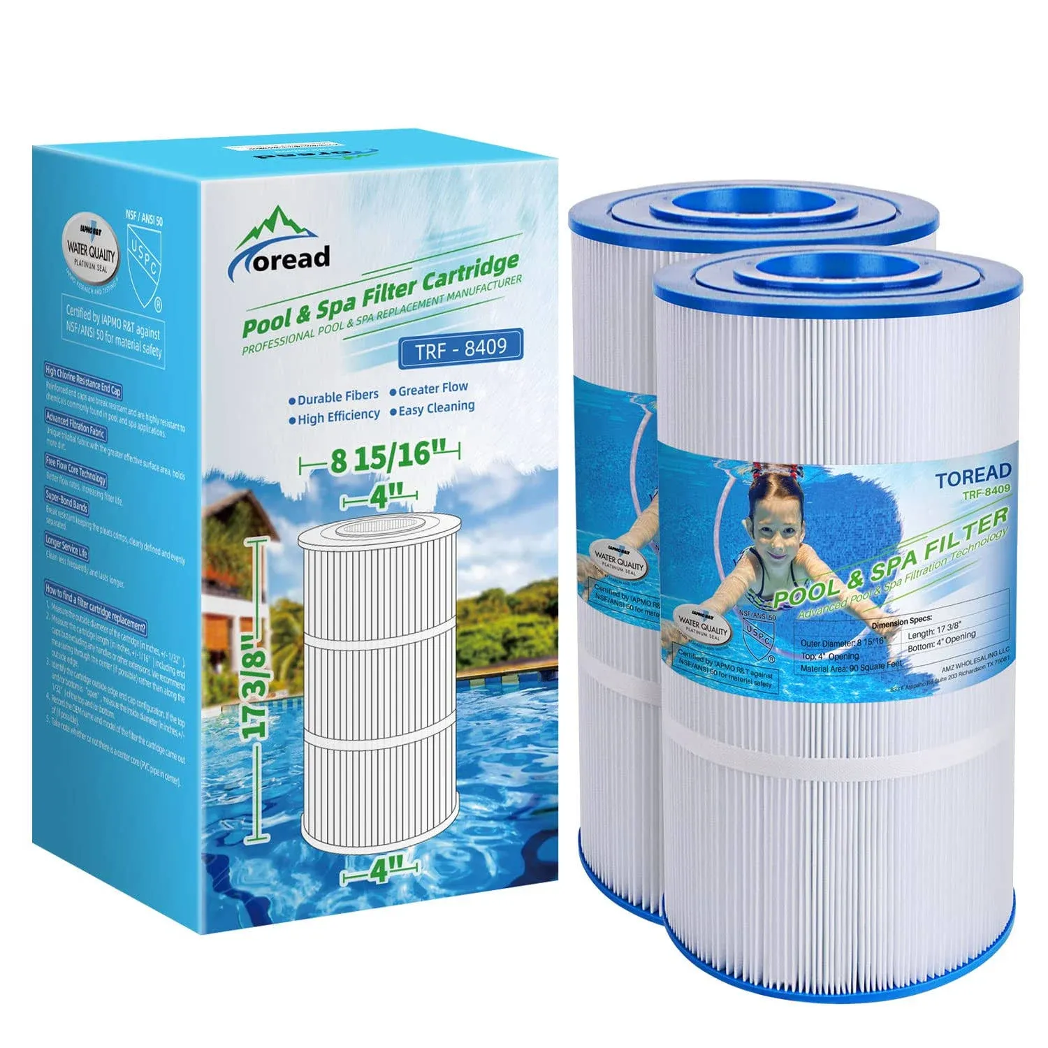 for Pool Filter Pleatco PA90, CX900RE, C900 Unicel C-8409, Filbur FC-1292