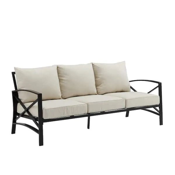 Crosley Furniture Kaplan Outdoor Metal Sofa Oatmeal/Oil Rubbed Bronze