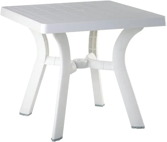 Compamia Viva 31" Resin Square Patio Dining Table in White, Commercial Grade