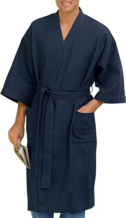 Harbor Bay by DXL Big and Tall Waffle-Knit Kimono Robe